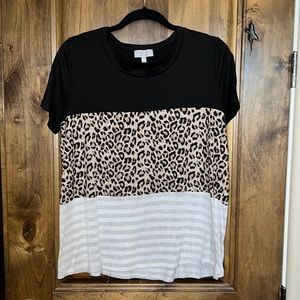 Leopard & Stripe Block Tee